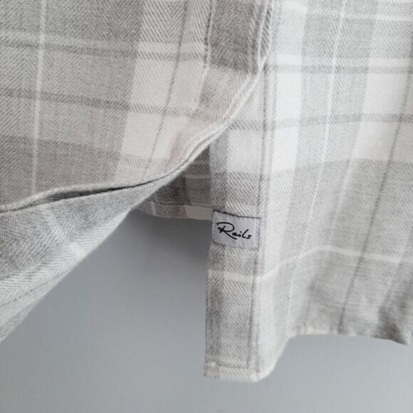 RAILS Plaid Shirt Tunic Dress Button Down Grey & White Sz XS - Picture 7 of 14